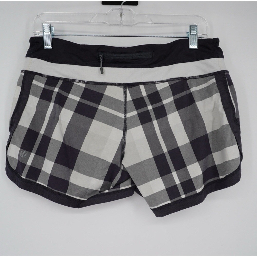 Lululemon Speed Shorts Grey Plaid Size 8 Athletic Pull On Womens Athletic